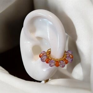 NWT Colorful beaded ear cuff gold wire non pierced jewelry summer finds